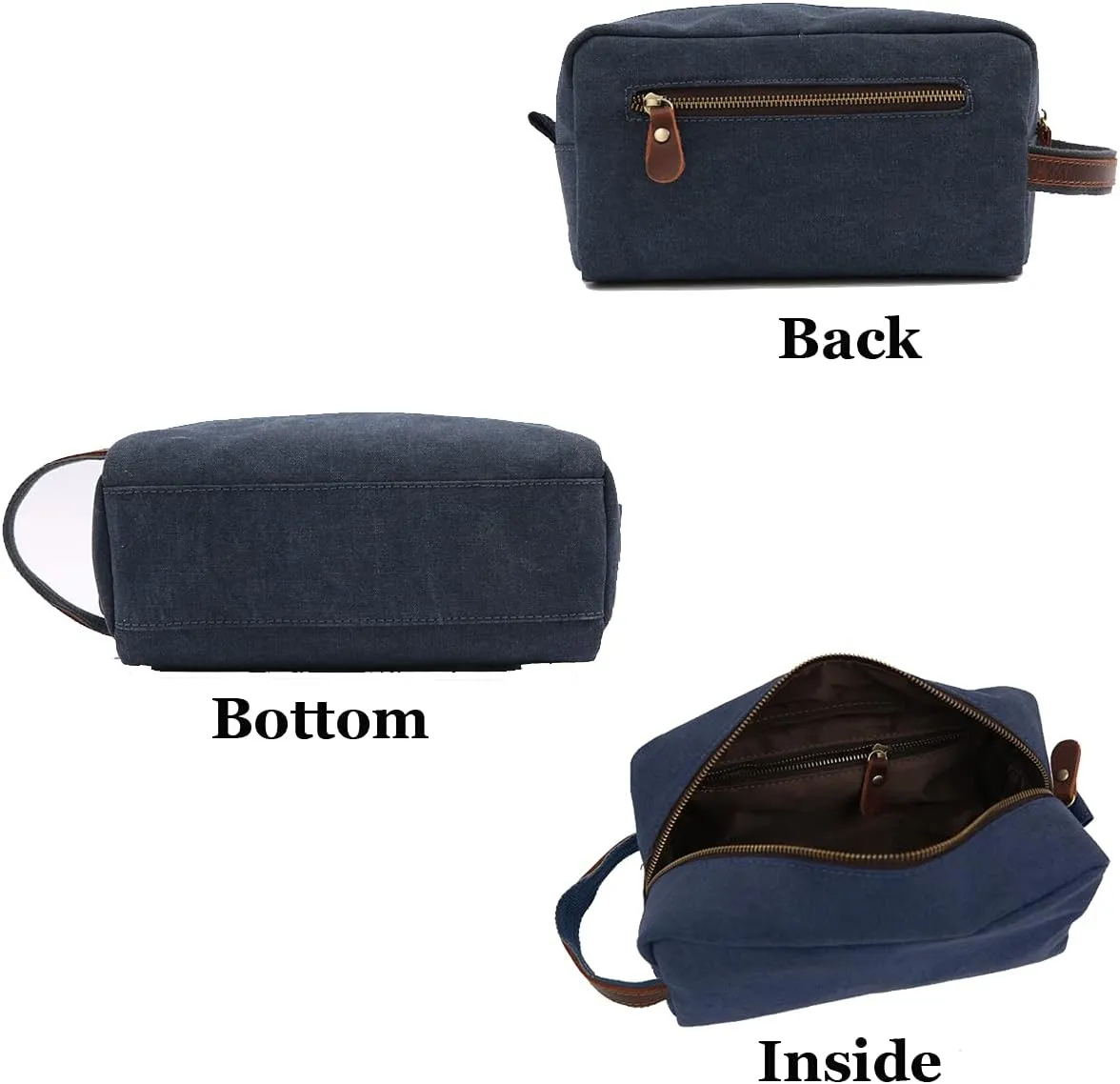 Personalized Toiletry Bag Embroidery Canvas Dopp Kit Custom Gift Monogrammed Shaving Bag With Zipper For Men And Women (Grey)