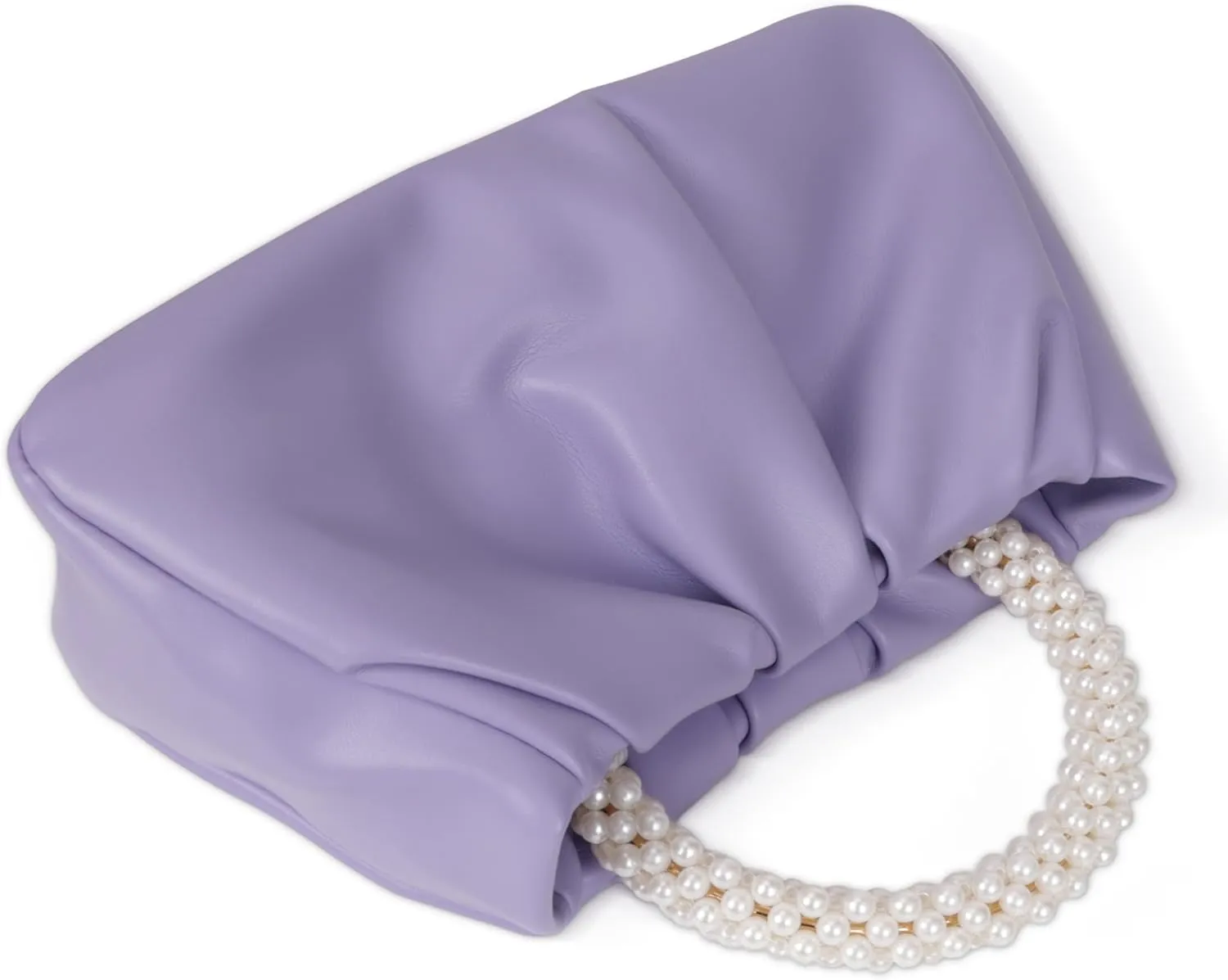 Pleated Clutch Purses for Women Soft Leather Evening Bag Pearl Handbags for Wedding Bridal Party Prom