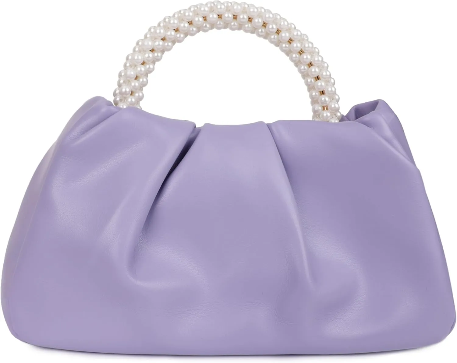Pleated Clutch Purses for Women Soft Leather Evening Bag Pearl Handbags for Wedding Bridal Party Prom