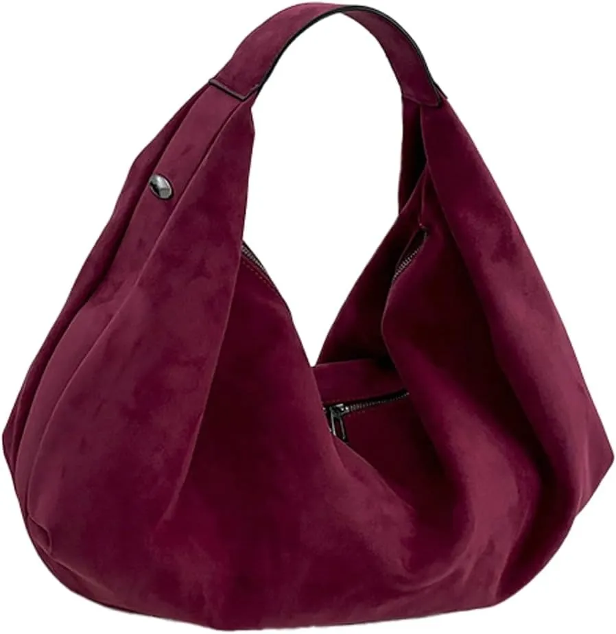 Pocadri Suede Tote Bags for Women Vegan Leather Handbag Work Slouchy Bag Shoulder Hobo Purse Tote Handbag