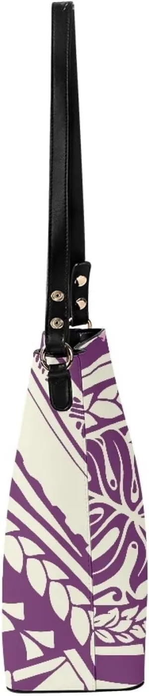 Polynesian Bucket Bags for Women Crossbody Bags Leather Tote Bag Summer Clutch Purses Hobo with 2 Detachable Straps