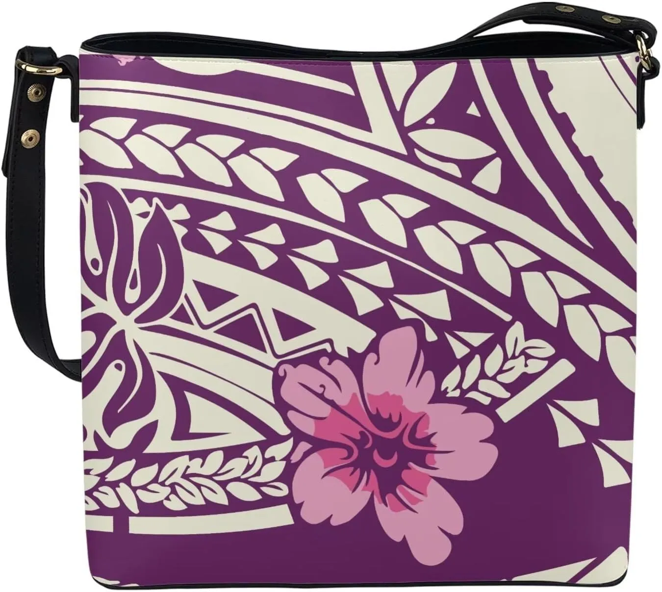 Polynesian Bucket Bags for Women Crossbody Bags Leather Tote Bag Summer Clutch Purses Hobo with 2 Detachable Straps
