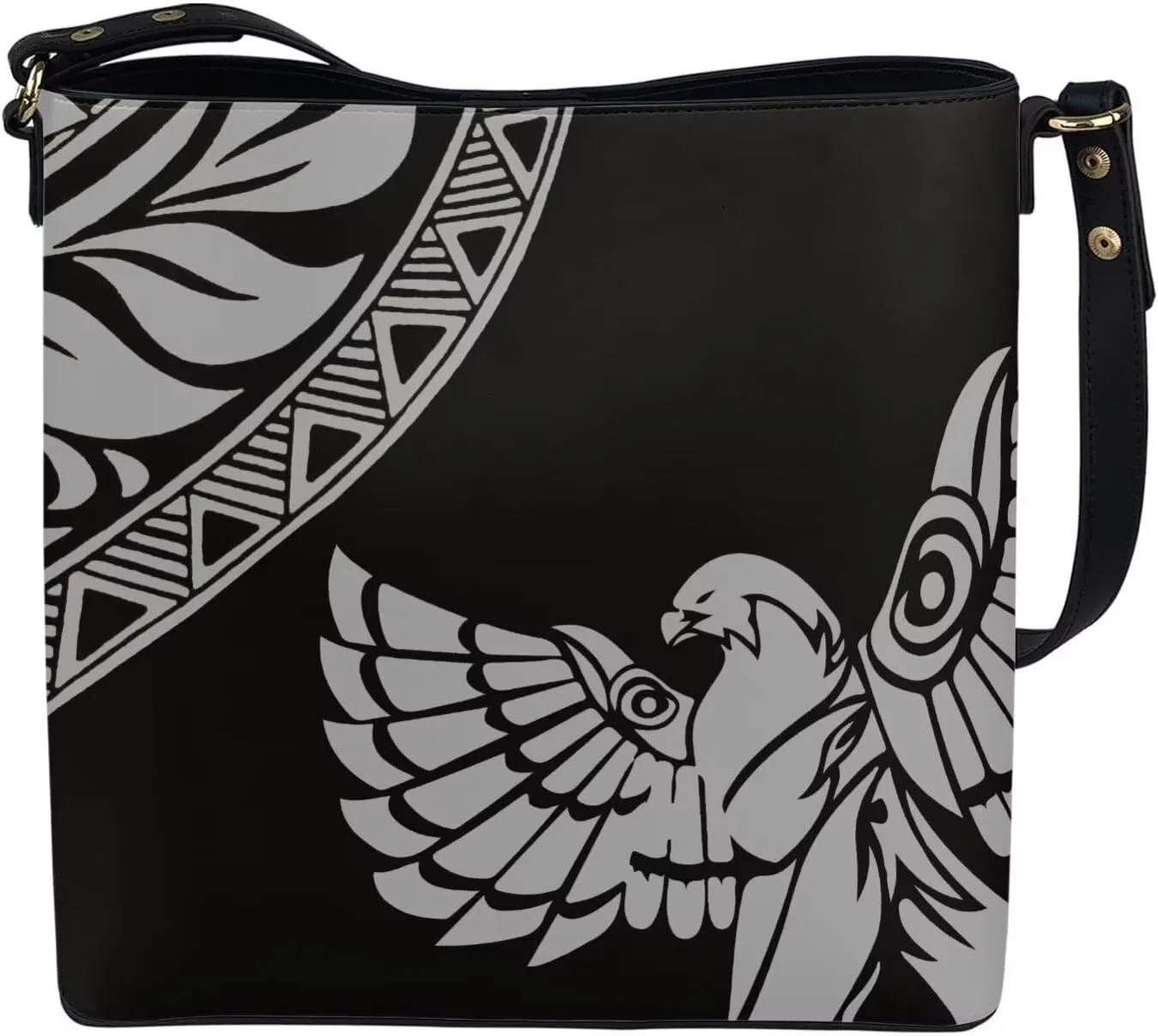 Polynesian Bucket Bags For Women Crossbody Bags PU Leather Tote Bag Summer Purses with 2 Detachable Straps Handbags