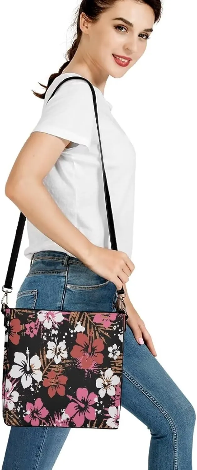 Polynesian Bucket Bags For Women Crossbody Bags PU Leather Tote Bag Summer Purses with 2 Detachable Straps Handbags