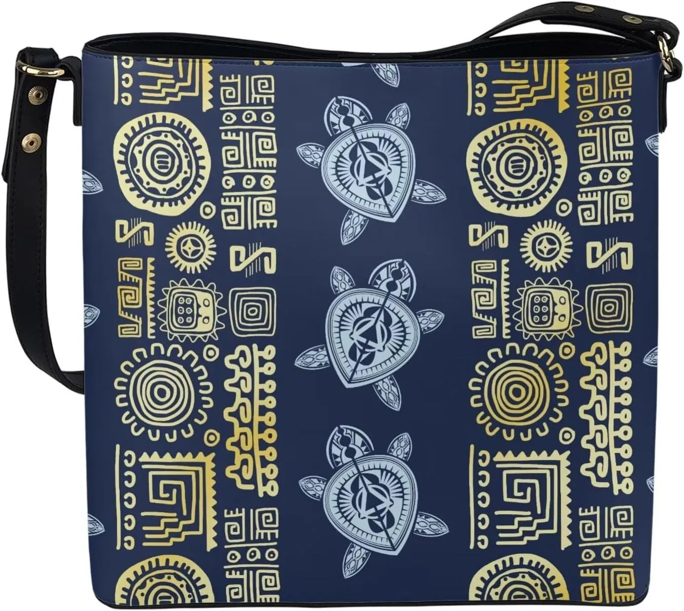 Polynesian Bucket Bags For Women Crossbody Bags PU Leather Tote Bag Summer Purses with 2 Detachable Straps Handbags