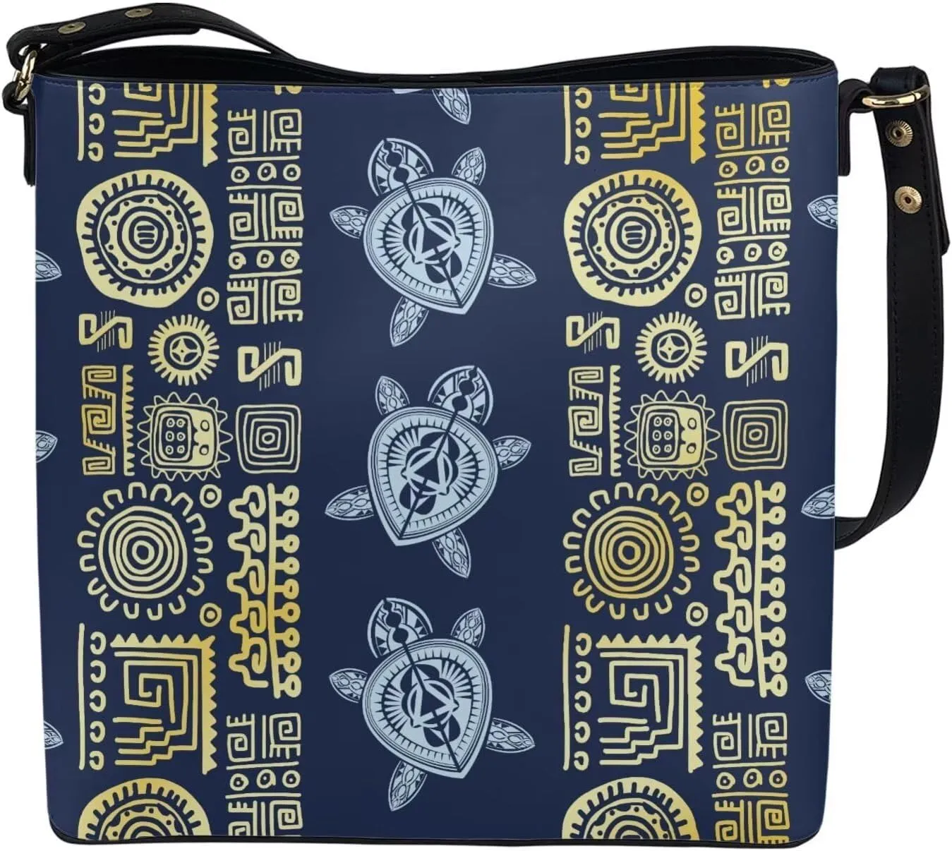 Polynesian Bucket Bags For Women Crossbody Bags PU Leather Tote Bag Summer Purses with 2 Detachable Straps Handbags