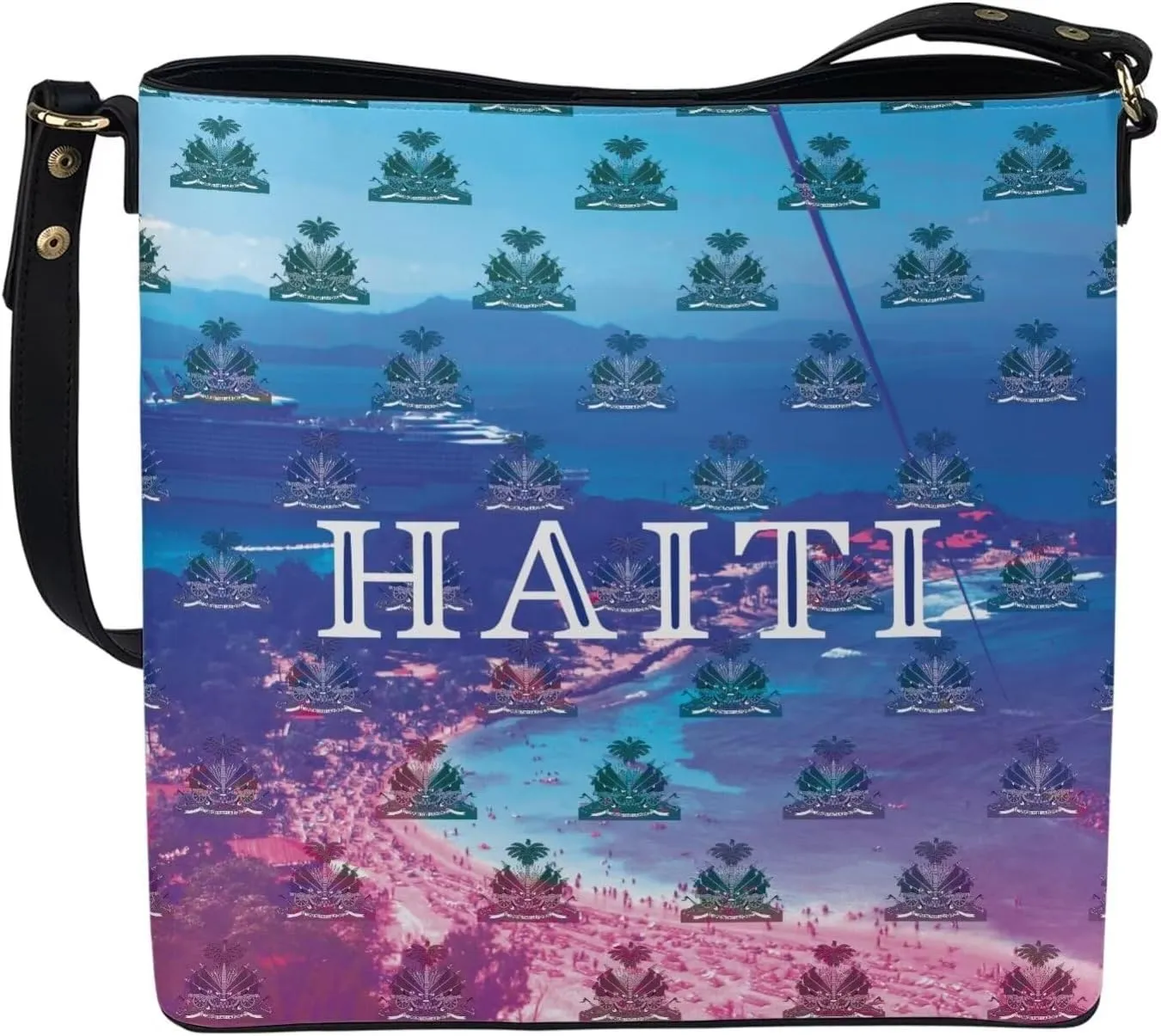 Polynesian Bucket Bags For Women Crossbody Bags PU Leather Tote Bag Summer Purses with 2 Detachable Straps Handbags