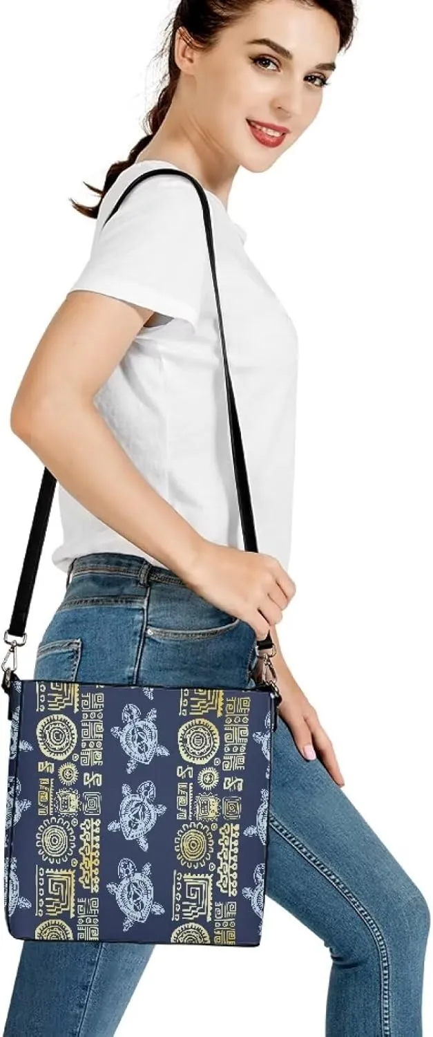 Polynesian Bucket Bags For Women Crossbody Bags PU Leather Tote Bag Summer Purses with 2 Detachable Straps Handbags