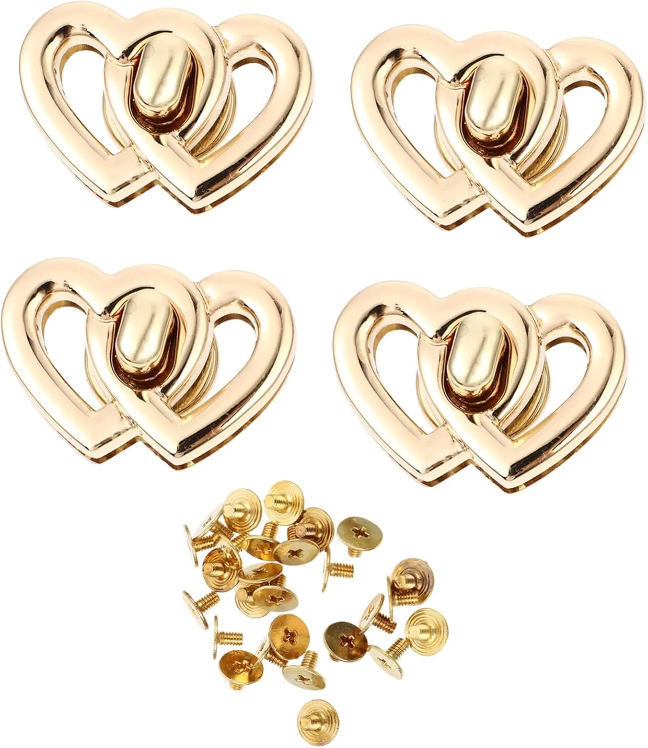 POPETPOP 4Pcs Heart Shape Handbag Locks Creative Turn Locks for Bag Accessories Durable and Stylish Design for DIY Handbag Friends and Family