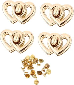 POPETPOP 4Pcs Heart Shape Handbag Locks Creative Turn Locks for Bag Accessories Durable and Stylish Design for DIY Handbag Friends and Family