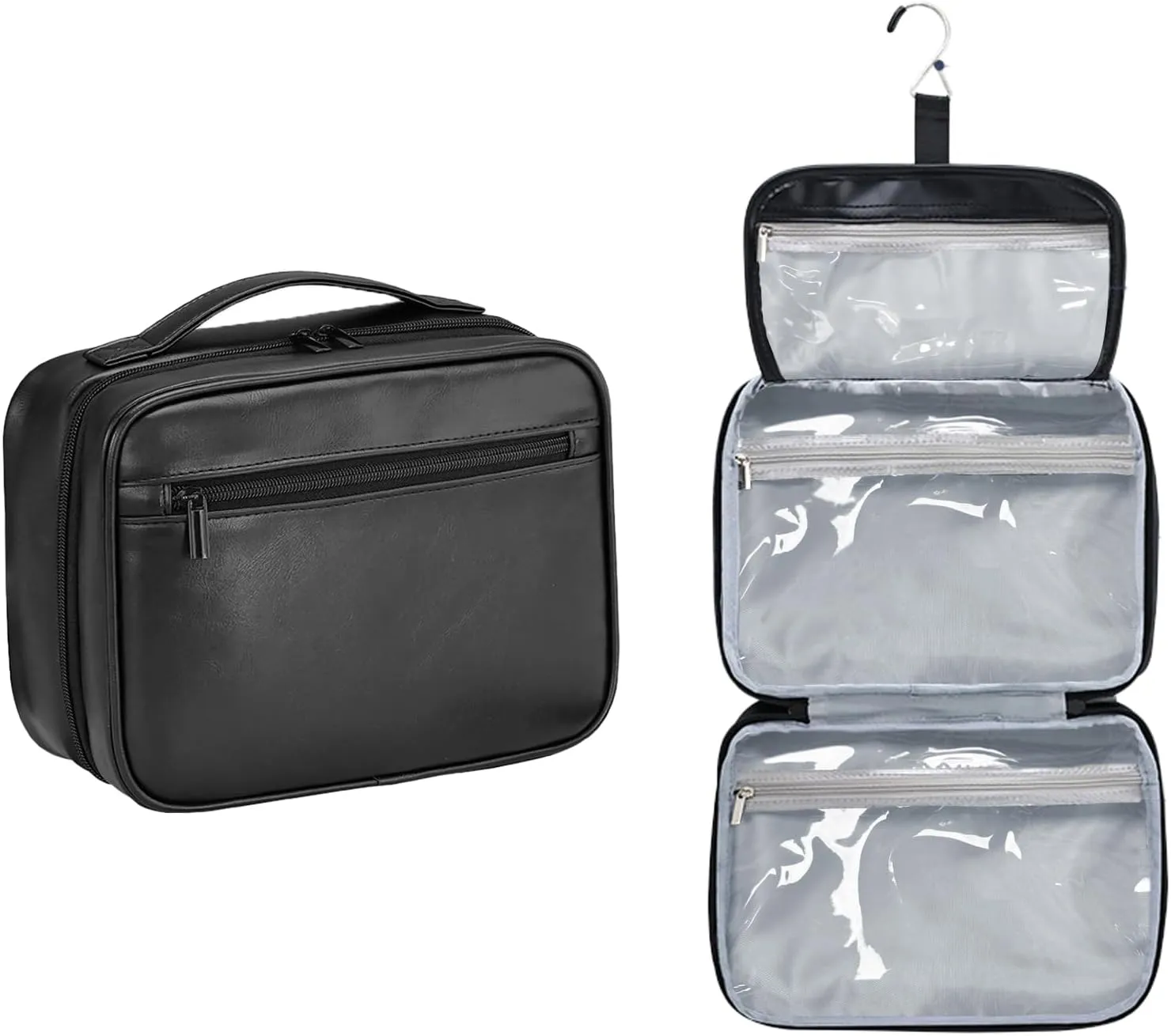 Portable Hanging Travel Toiletry Bags for Men Women Leather Toiletry Bag Waterproof Clear Toiletry Bag Large Organizer Bag for Toiletries