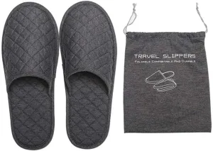 Portable Travel Slipper Spa Hotel Open Toe Sandals Non Disposable Foldable Shoes Guest Indoor House Room Business Trip Party Washable Footwear with Bags