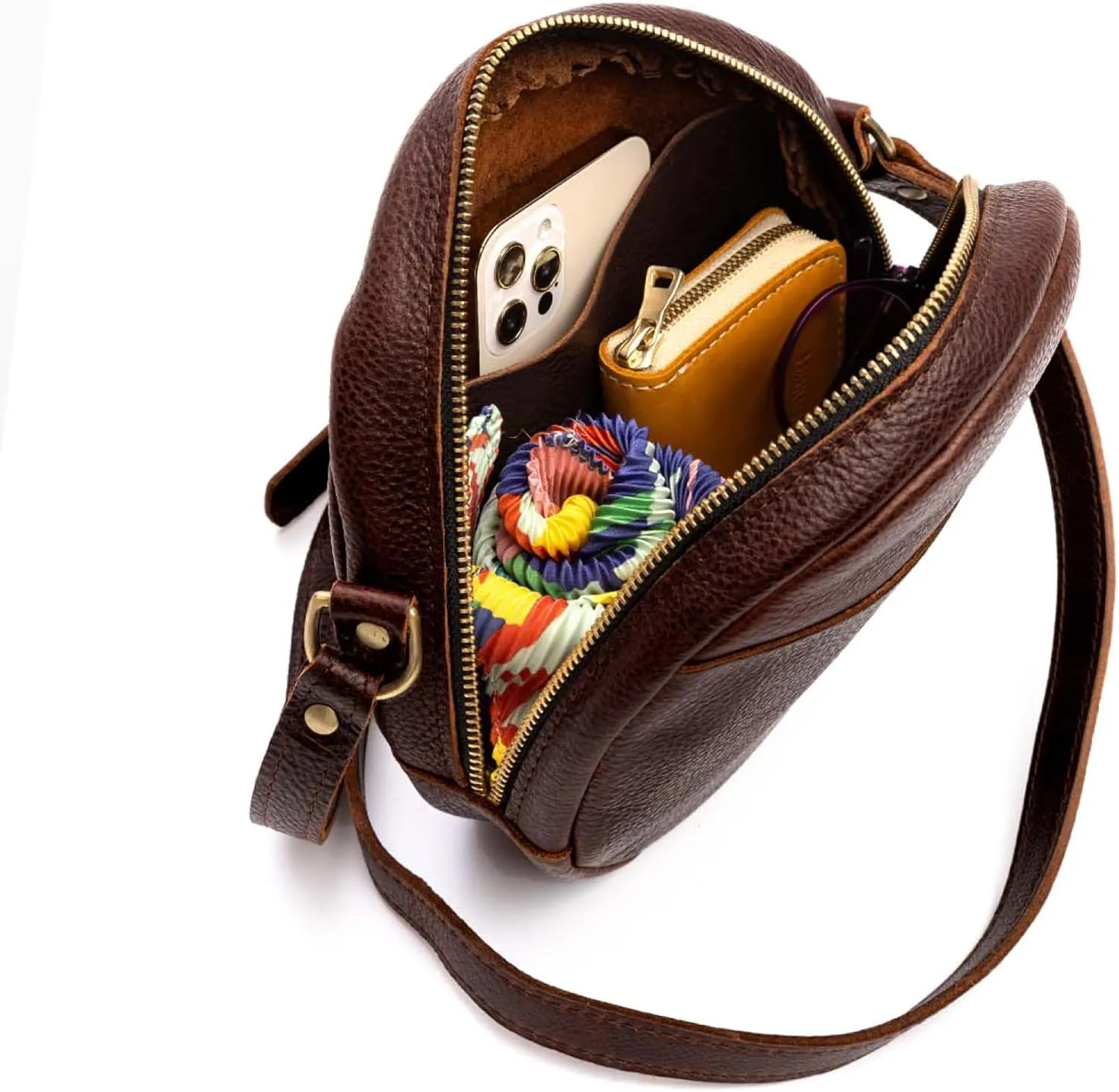 Portland Leather Goods Circle Crossbody Bag for Women – Handmade from the Finest Full-Grain Hides