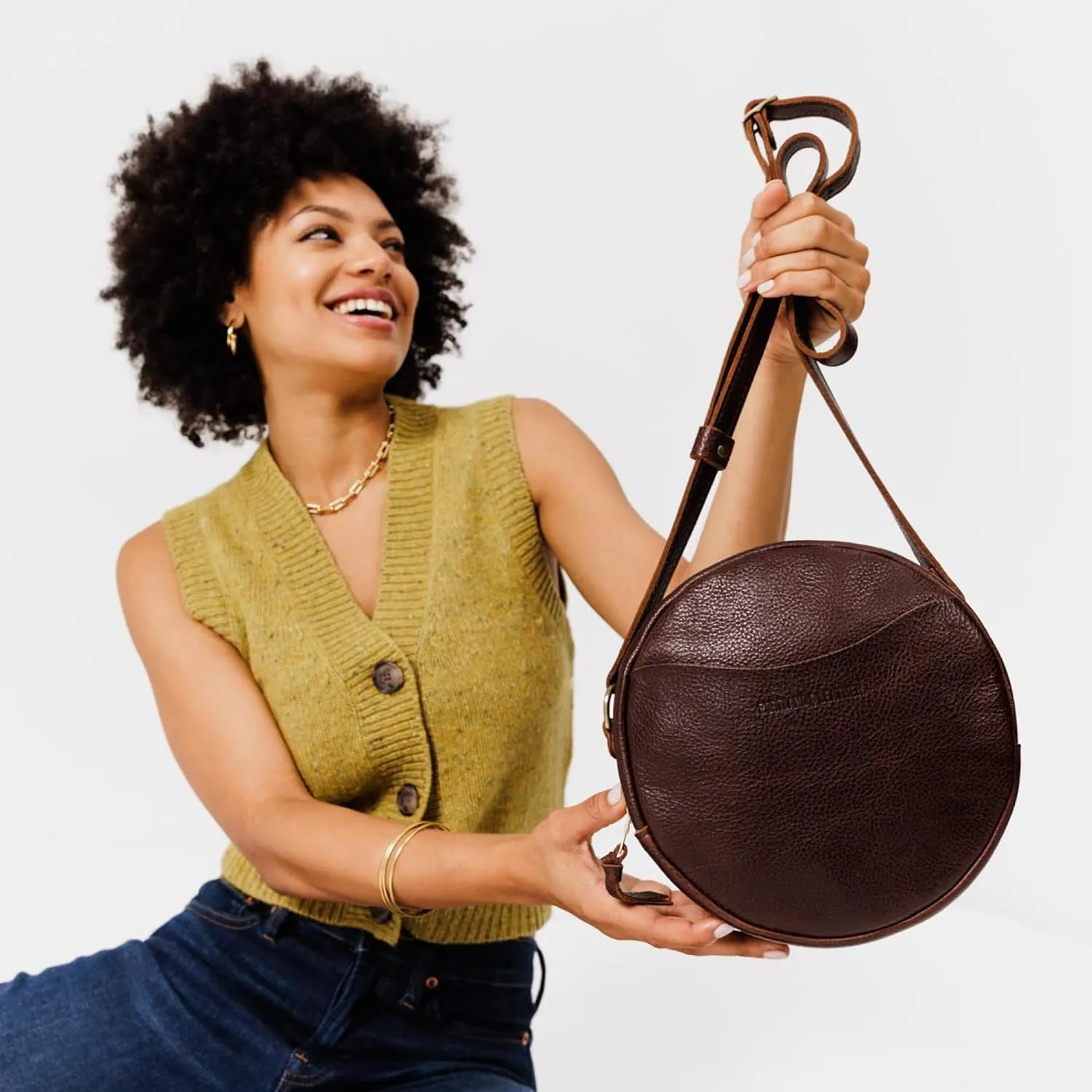 Portland Leather Goods Circle Crossbody Bag for Women – Handmade from the Finest Full-Grain Hides