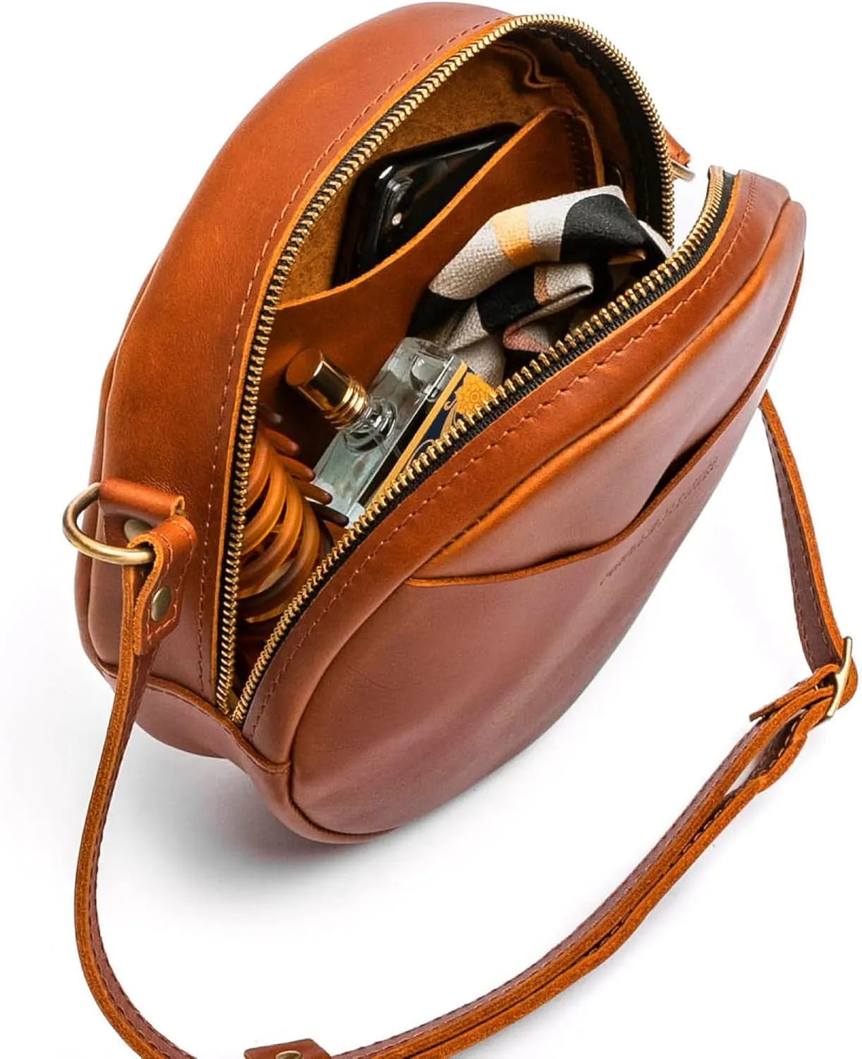 Portland Leather Goods Circle Crossbody Bag for Women – Handmade from the Finest Full-Grain Hides