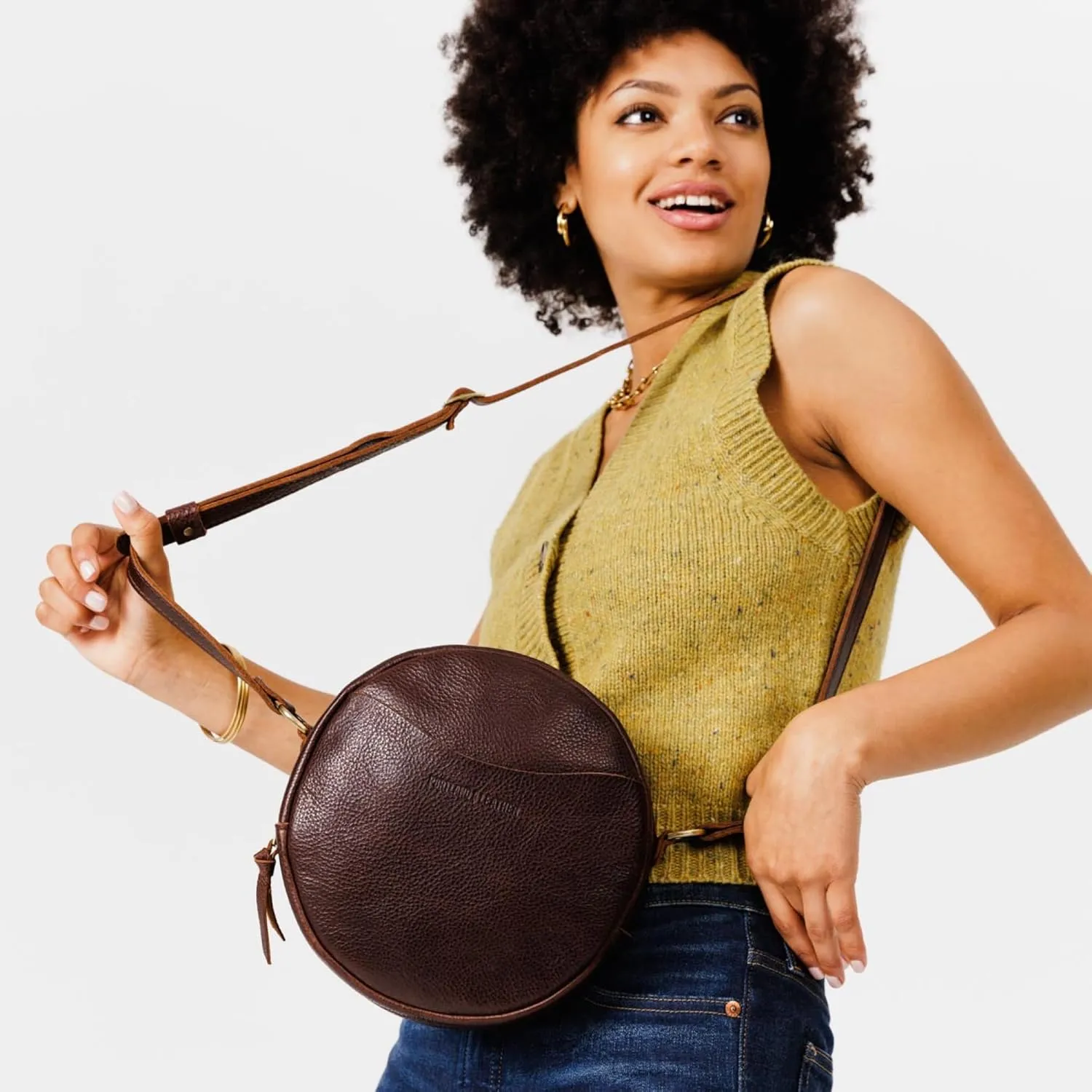 Portland Leather Goods Circle Crossbody Bag for Women – Handmade from the Finest Full-Grain Hides