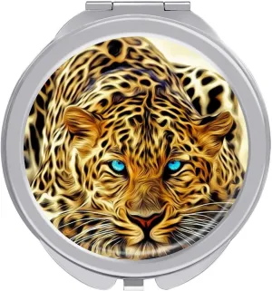 Prairie Cheetah Leopard Travel Makeup Mirror 2" Portable Round Folding Vanity Mirrors for Handbag Pocket Wallet