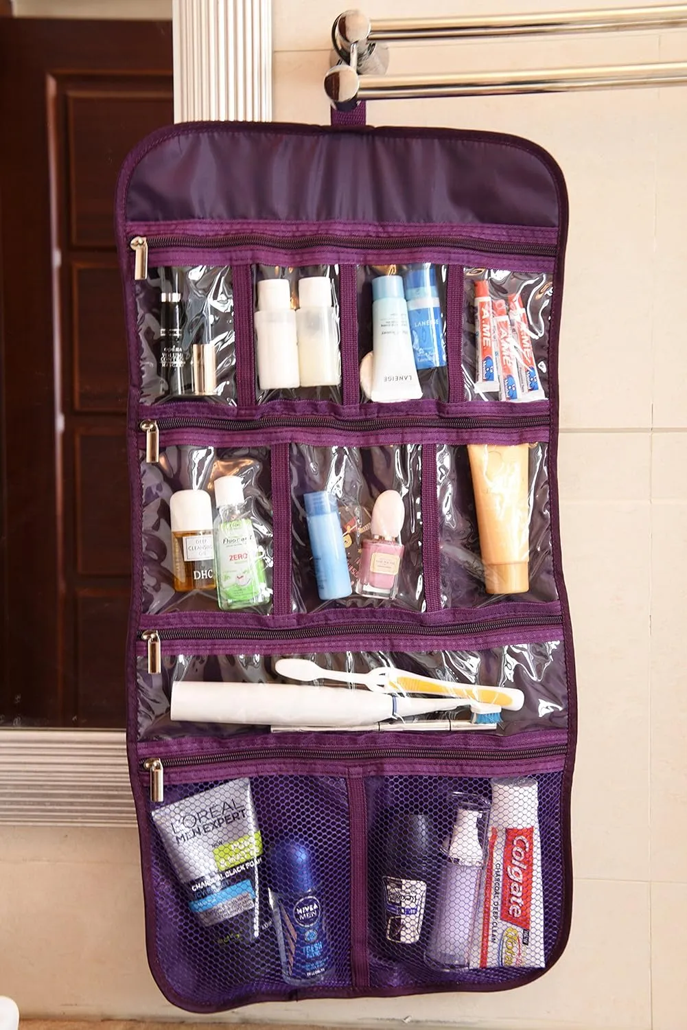 Premium Hanging Toiletry Travel Bag - Cosmetic, Jewelry, Toiletry & Accessory Storage Organizer Bag, Large Size, Various Compartments