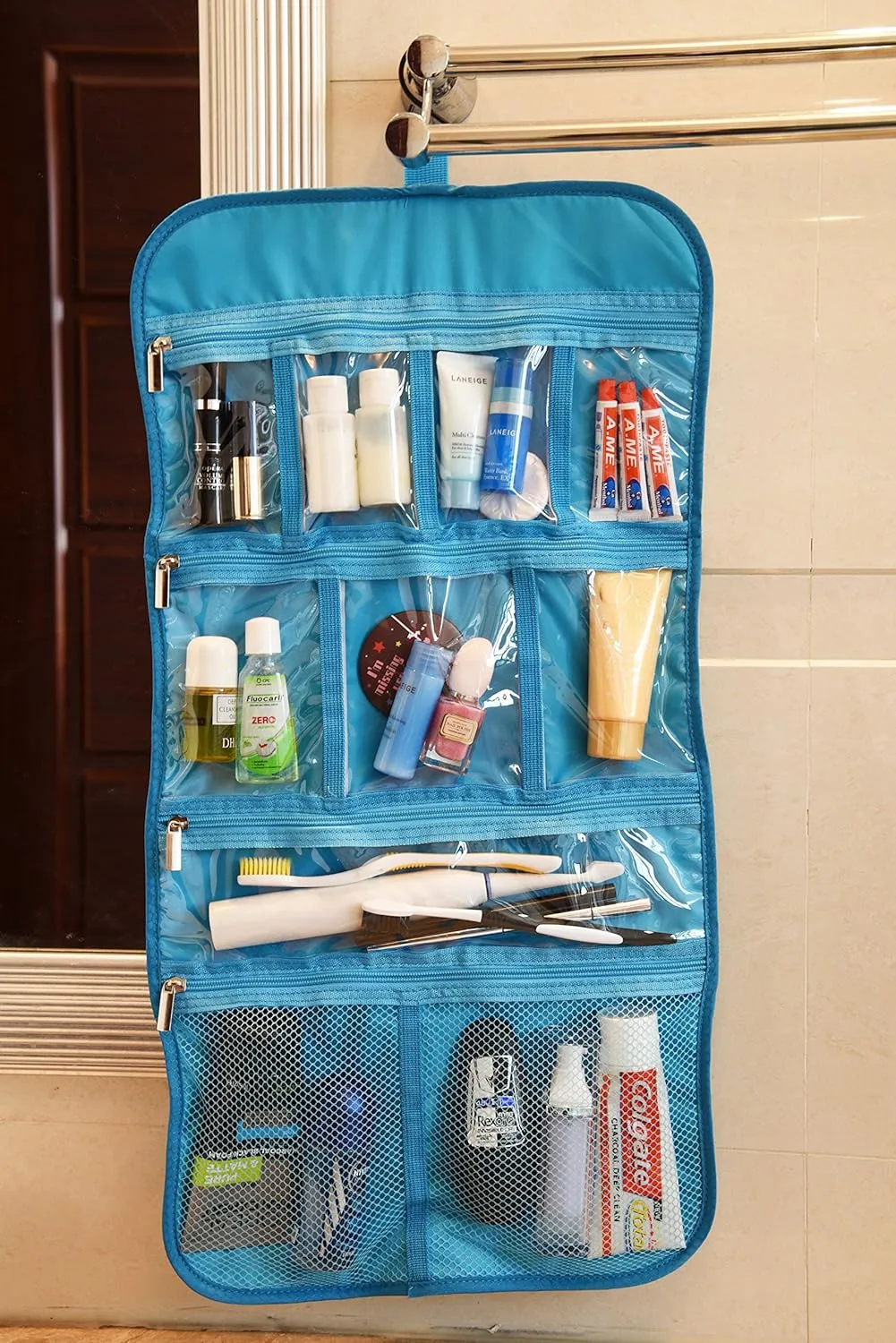 Premium Hanging Toiletry Travel Bag - Cosmetic, Jewelry, Toiletry & Accessory Storage Organizer Bag, Large Size, Various Compartments