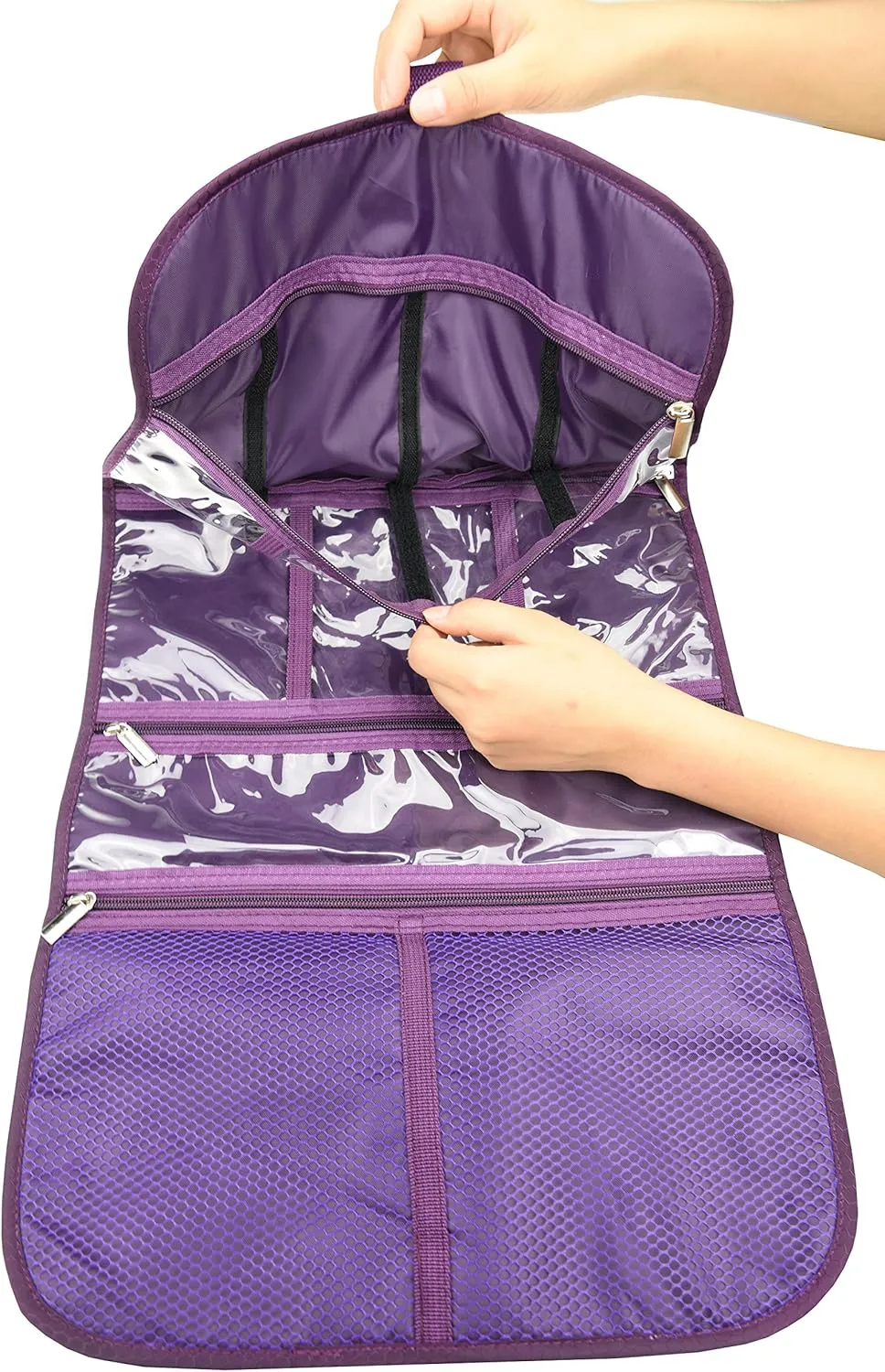 Premium Hanging Toiletry Travel Bag - Cosmetic, Jewelry, Toiletry & Accessory Storage Organizer Bag, Large Size, Various Compartments