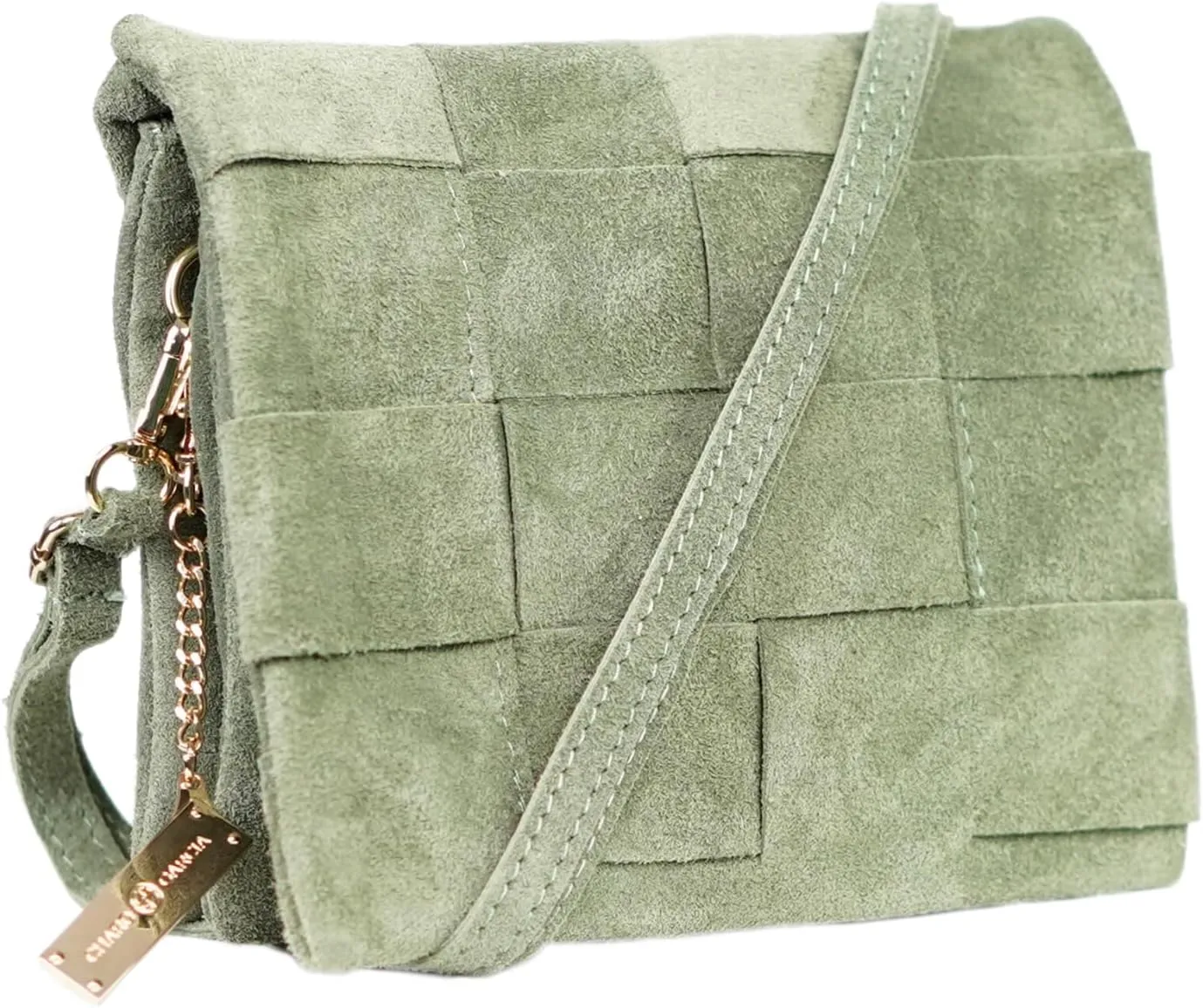 Premium Italian Leather Handmade in Florence, Italy. Suede Crossbody Bag for Women with a Detachable Strap Made in Italy