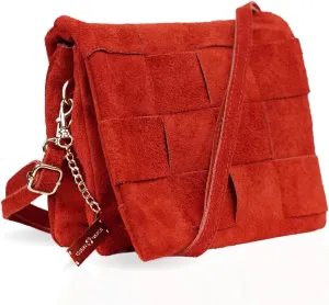 Premium Italian Leather Handmade in Florence, Italy. Suede Crossbody Bag for Women with a Detachable Strap Made in Italy
