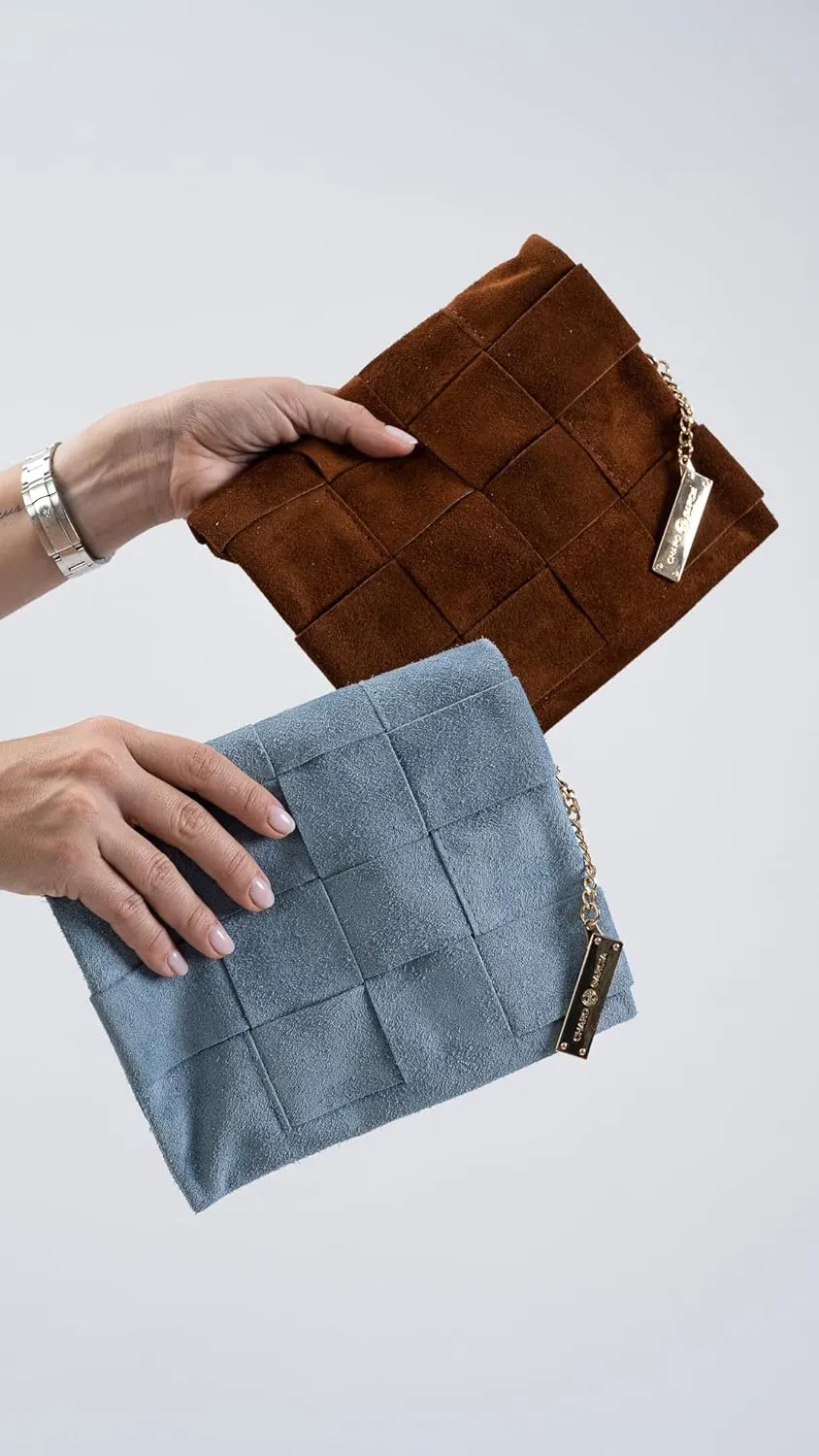 Premium Italian Leather Handmade in Florence, Italy. Suede Crossbody Bag for Women with a Detachable Strap Made in Italy