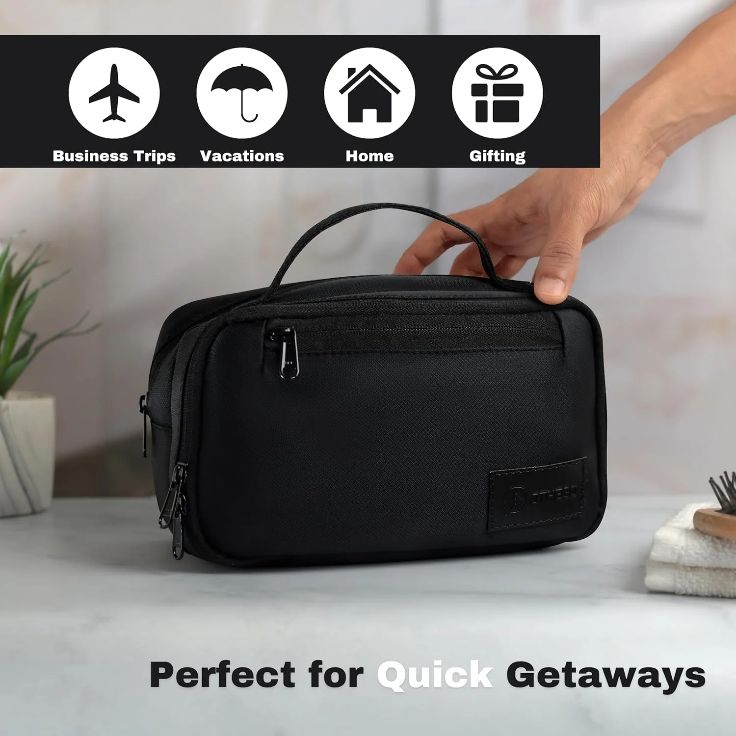 Premium Toiletry Bag for Men | Durable Mens Toiletry Travel Bag | Water-Resistant Dopp Kit for Grooming, Travel Toiletries & Essentials | Black Kit with Black YKK Zippers