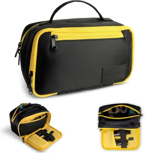 Premium Toiletry Bag for Men | Durable Mens Toiletry Travel Bag | Water-Resistant Dopp Kit for Grooming, Travel Toiletries & Essentials | Black Kit with Yellow YKK Zippers