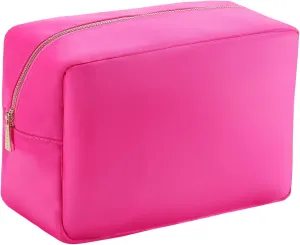 Preppy Makeup Bag Women Travelling Essentials XL Toiletry Organizer Cosmetic Pouch Bag Nylon Bathroom Bag with Zipper Pocket (XL, HotPink)