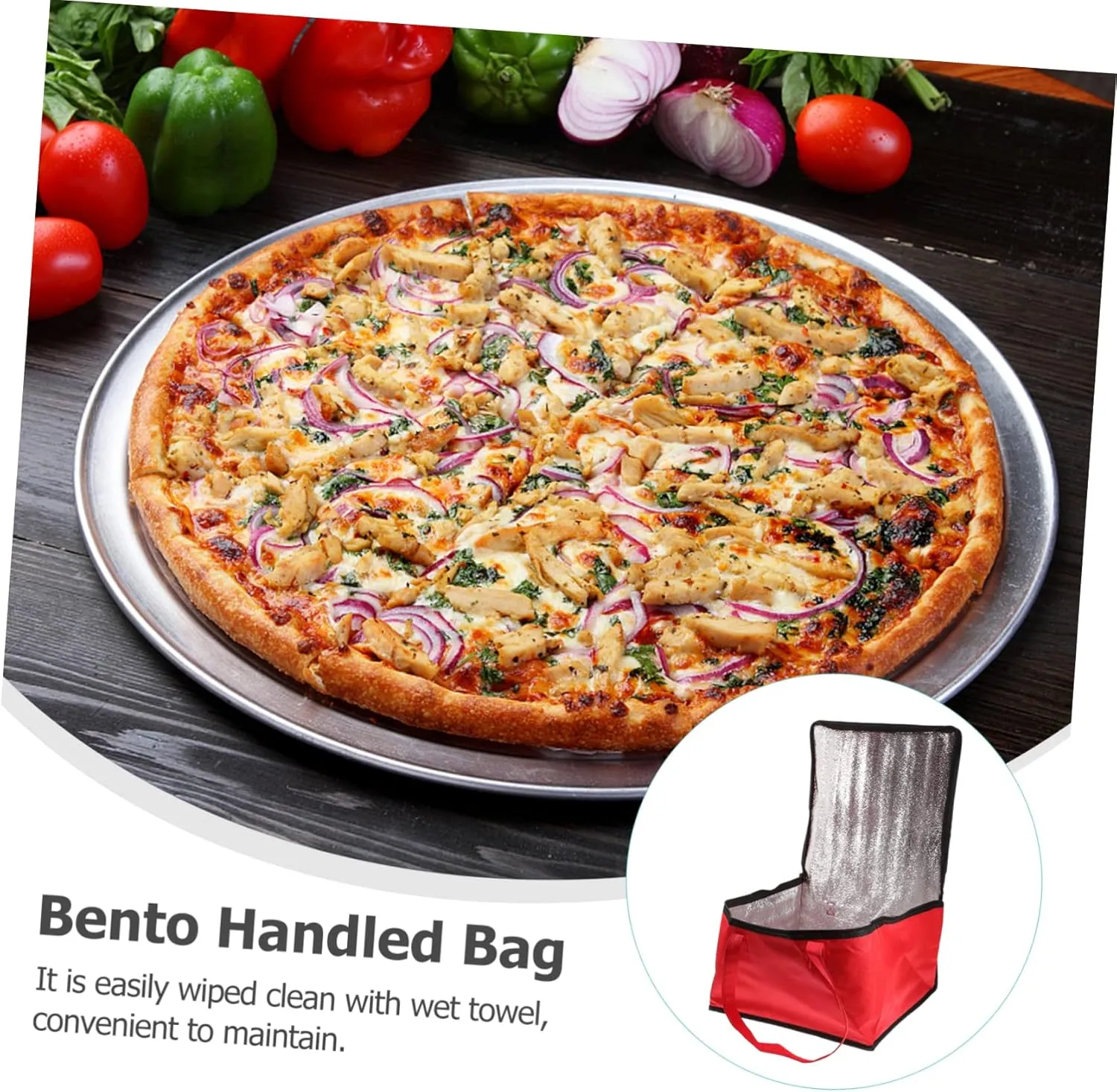 PRETYZOOM 1pc Insulated Meal Transport Tote Pizza Insulation Tote with Handle Thickened Material for Takeout and Lunch Storage