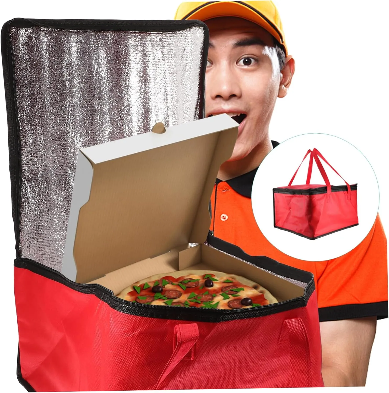 PRETYZOOM 1pc Insulated Meal Transport Tote Pizza Insulation Tote with Handle Thickened Material for Takeout and Lunch Storage
