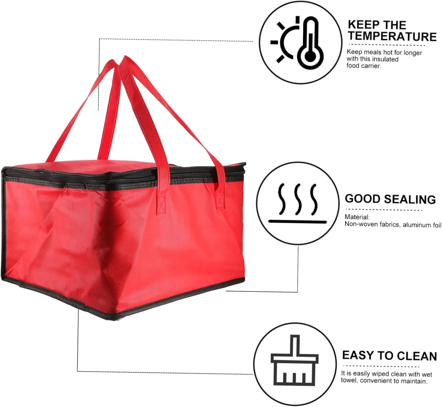 PRETYZOOM 1pc Insulated Meal Transport Tote Pizza Insulation Tote with Handle Thickened Material for Takeout and Lunch Storage
