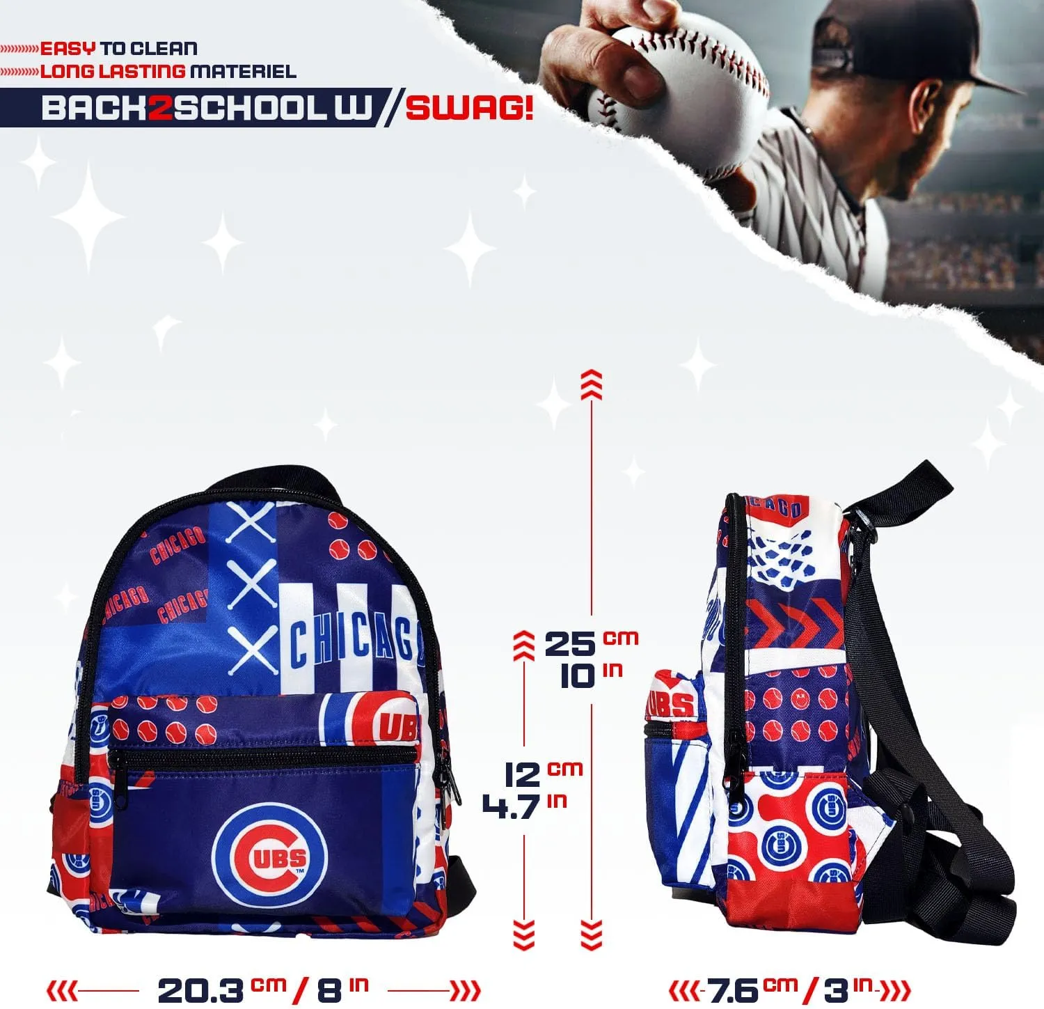 Pro Specialties Group Chicago Cubs Mini Backpack, Licensed Gift Merch for Cubs Fans (Street Series Adult Bags) Ideal small backpack Waterproof, and trendy Chicago Merchandise for Women