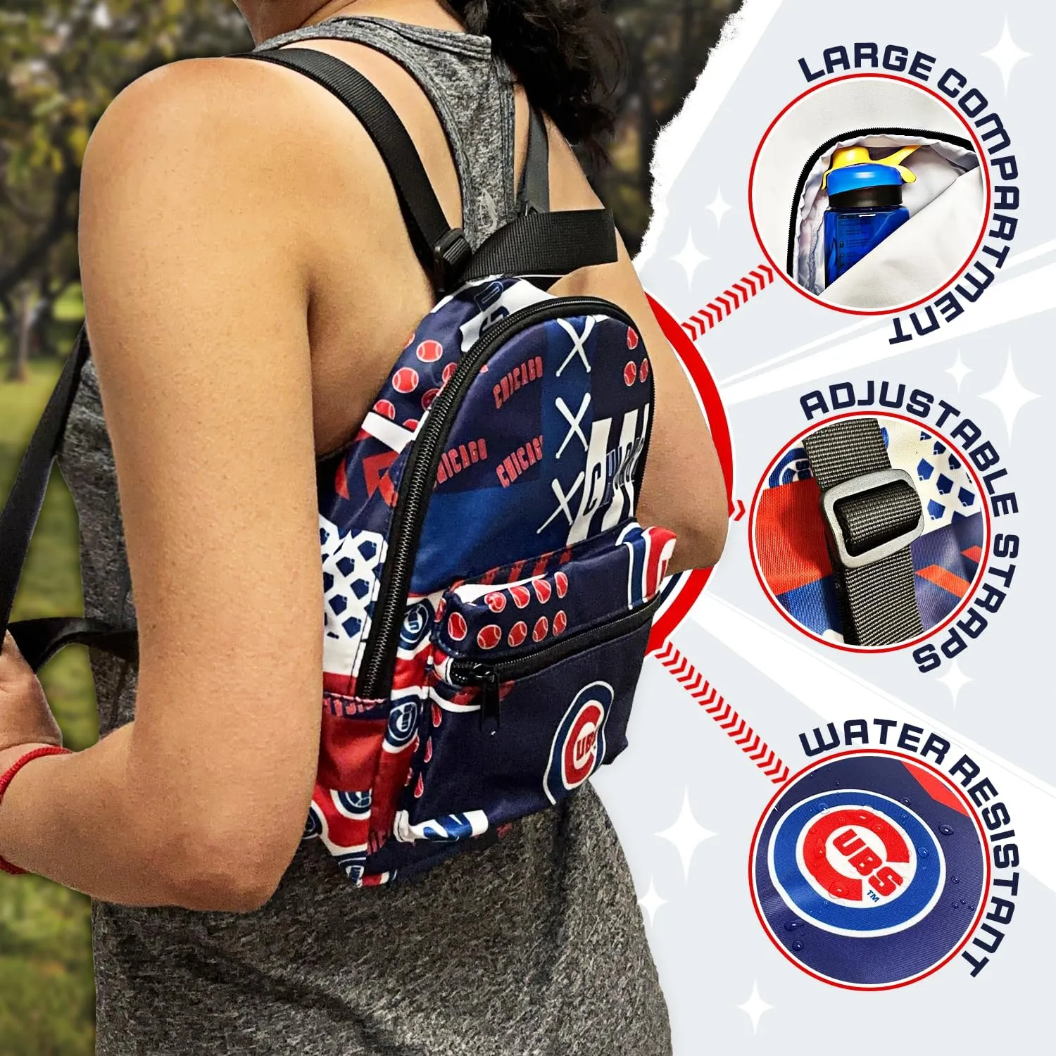 Pro Specialties Group Chicago Cubs Mini Backpack, Licensed Gift Merch for Cubs Fans (Street Series Adult Bags) Ideal small backpack Waterproof, and trendy Chicago Merchandise for Women
