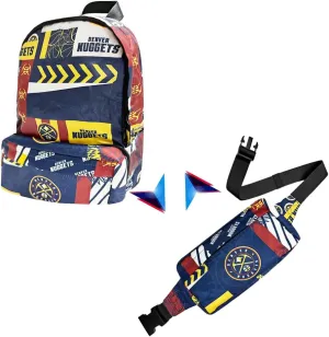 Pro Specialties Group Denver Nuggets Transformable 2-in-1 Mini Backpack: Convertible, Stylish, water-resistant travel belt bag.