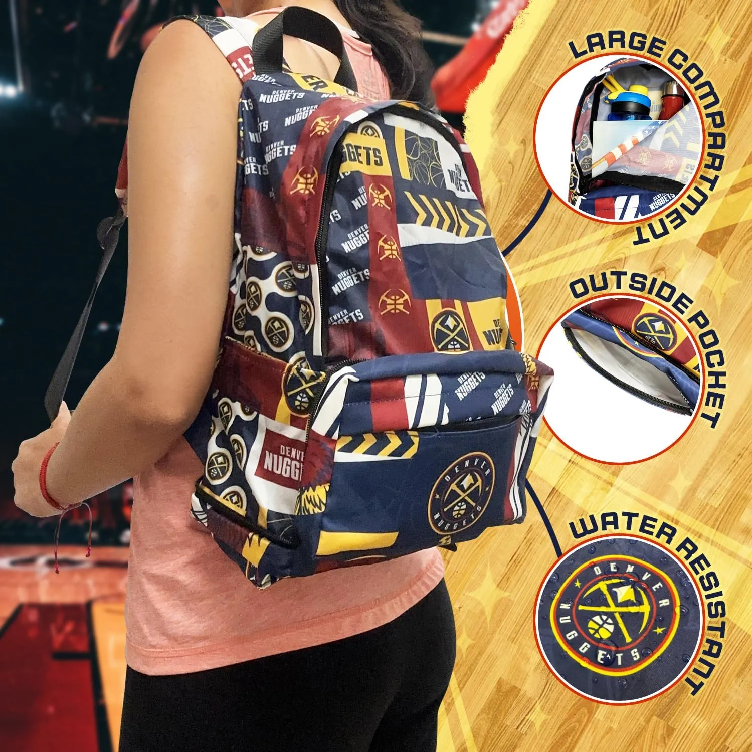 Pro Specialties Group Denver Nuggets Transformable 2-in-1 Mini Backpack: Convertible, Stylish, water-resistant travel belt bag.