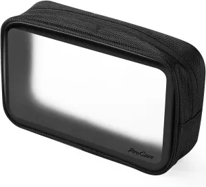 ProCase TSA Approved Travel Toiletry Bag Pouch, Matte Clear Travel Organizer Airport Carry-On Checkpoint Airline Compliant Storage Bag for Toiletries Liquids Creams and Cosmetics -Black