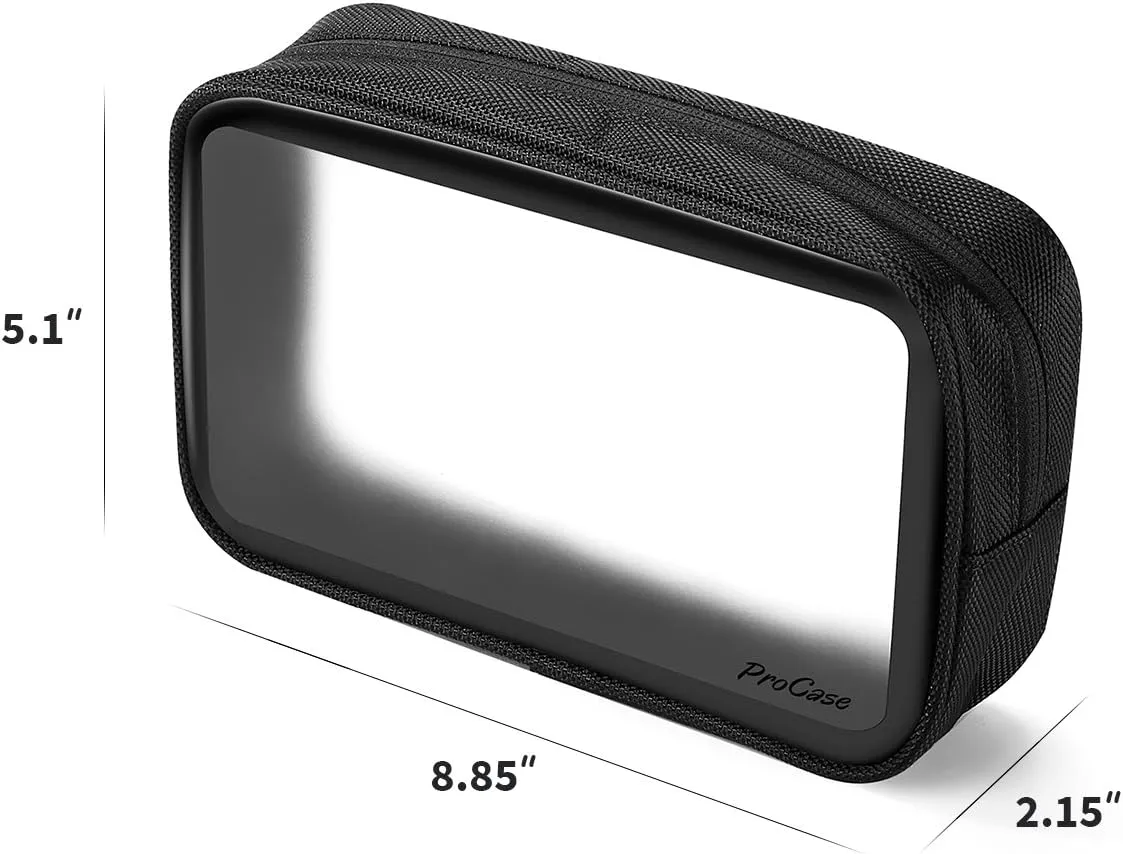 ProCase TSA Approved Travel Toiletry Bag Pouch, Matte Clear Travel Organizer Airport Carry-On Checkpoint Airline Compliant Storage Bag for Toiletries Liquids Creams and Cosmetics -Black