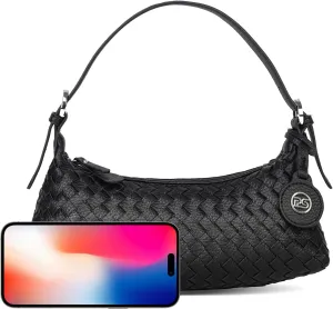 PS PETITE SIMONE Shoulder Bag, Mini Purse for Women Judy Small Clutch, Vegan Leather Woven Handbag with Adjustable Strap
