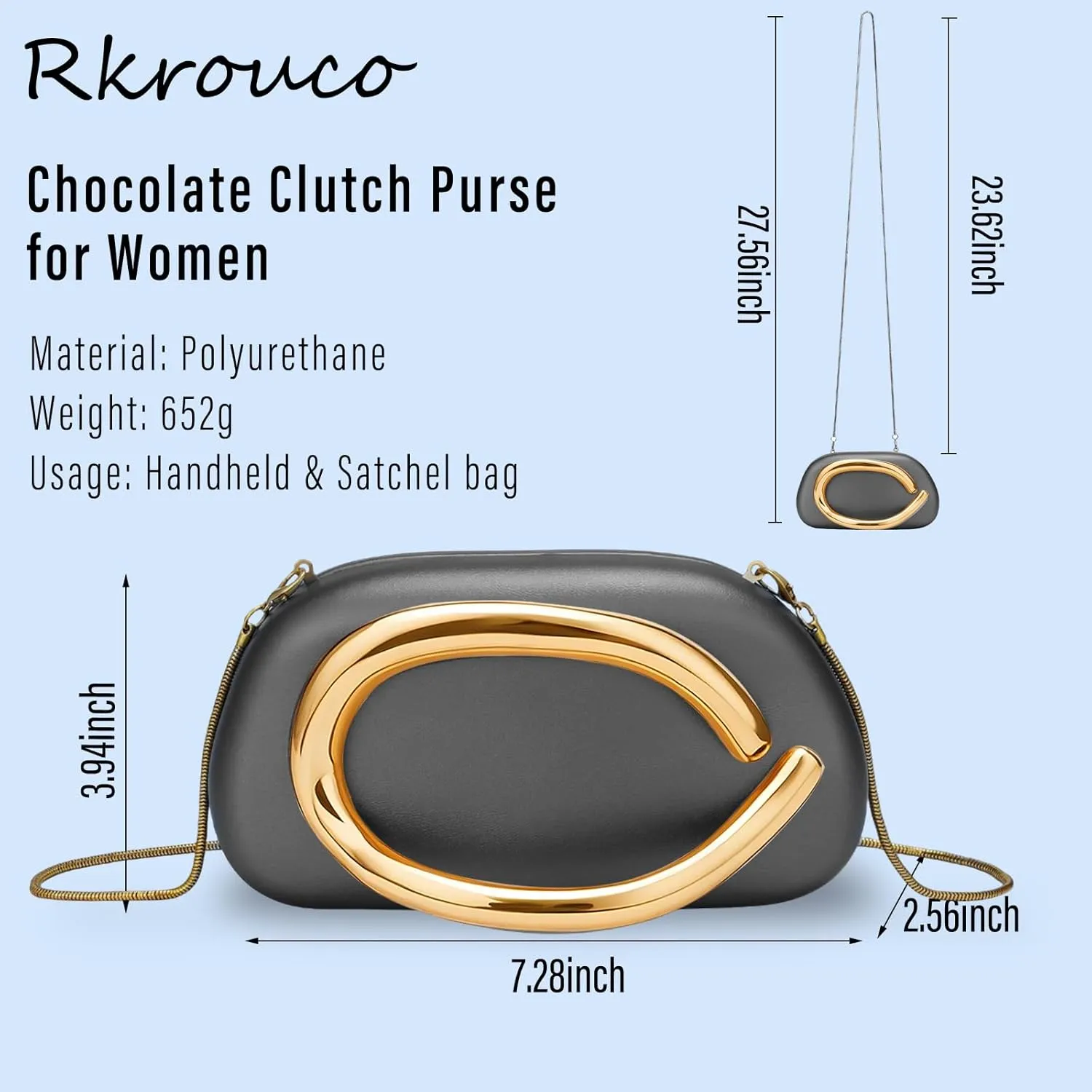 PU Leather Women's Evening Handbags Chocolates Clutch Purse Easy Match with Chain Crossbody Metal Decoration Shoulder Bag