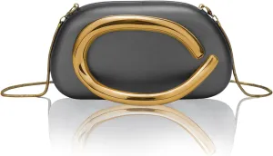 PU Leather Women's Evening Handbags Chocolates Clutch Purse Easy Match with Chain Crossbody Metal Decoration Shoulder Bag