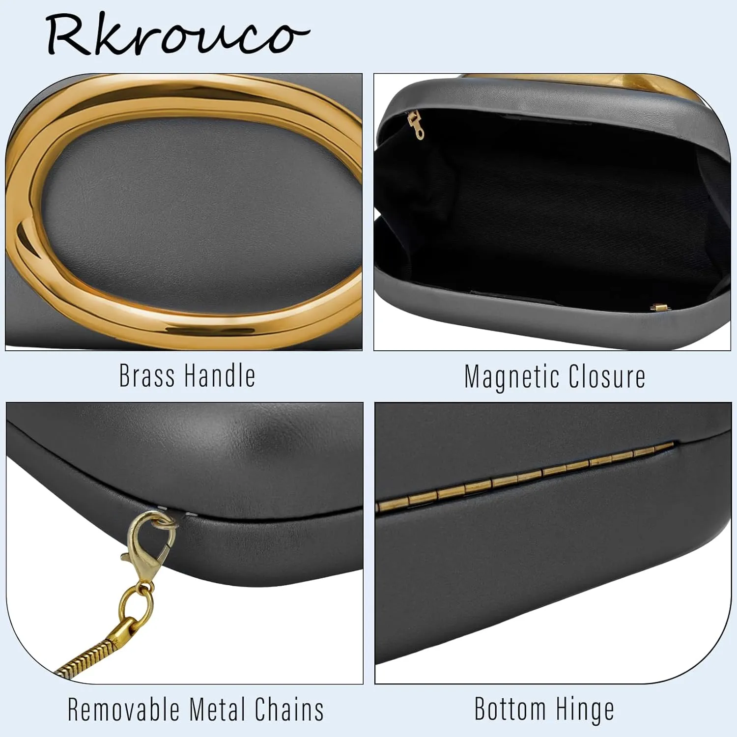 PU Leather Women's Evening Handbags Chocolates Clutch Purse Easy Match with Chain Crossbody Metal Decoration Shoulder Bag