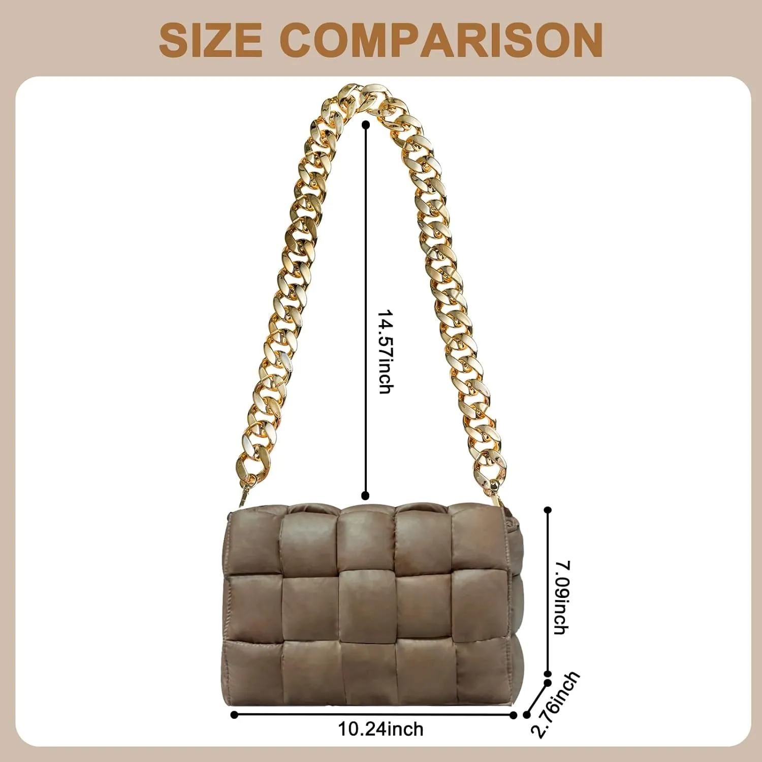 Puffer Woven Crossbody Bag Purse Handbags for Women, Quilted Hobo Carryall Bag Shoulder Bags with Adjustable Strap