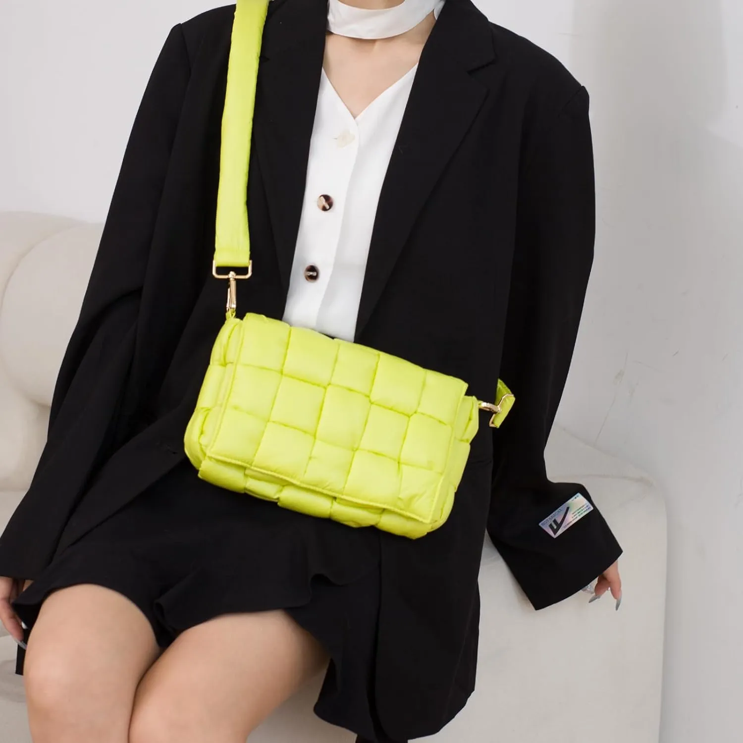 Puffer Woven Crossbody Bag Purse Handbags for Women, Quilted Hobo Carryall Bag Shoulder Bags with Adjustable Strap