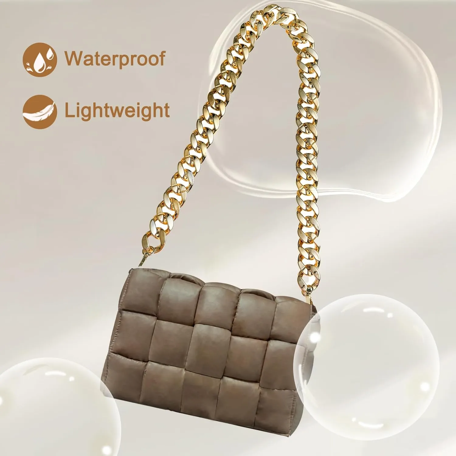 Puffer Woven Crossbody Bag Purse Handbags for Women, Quilted Hobo Carryall Bag Shoulder Bags with Adjustable Strap
