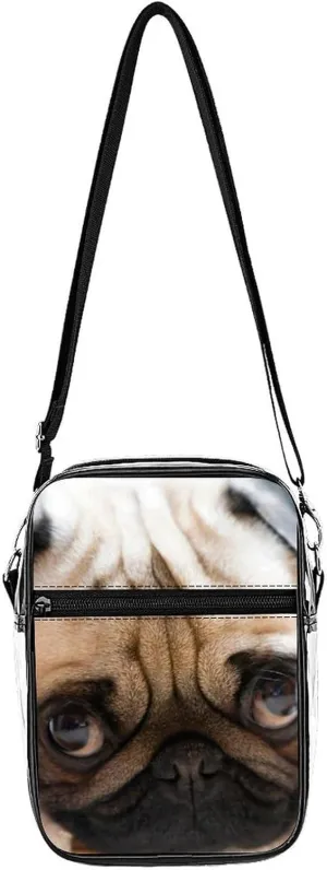 Pug Expression Clear Purse Stadium Crossbody Bags with Adjustable and Removable Strap Shoulder Handbags