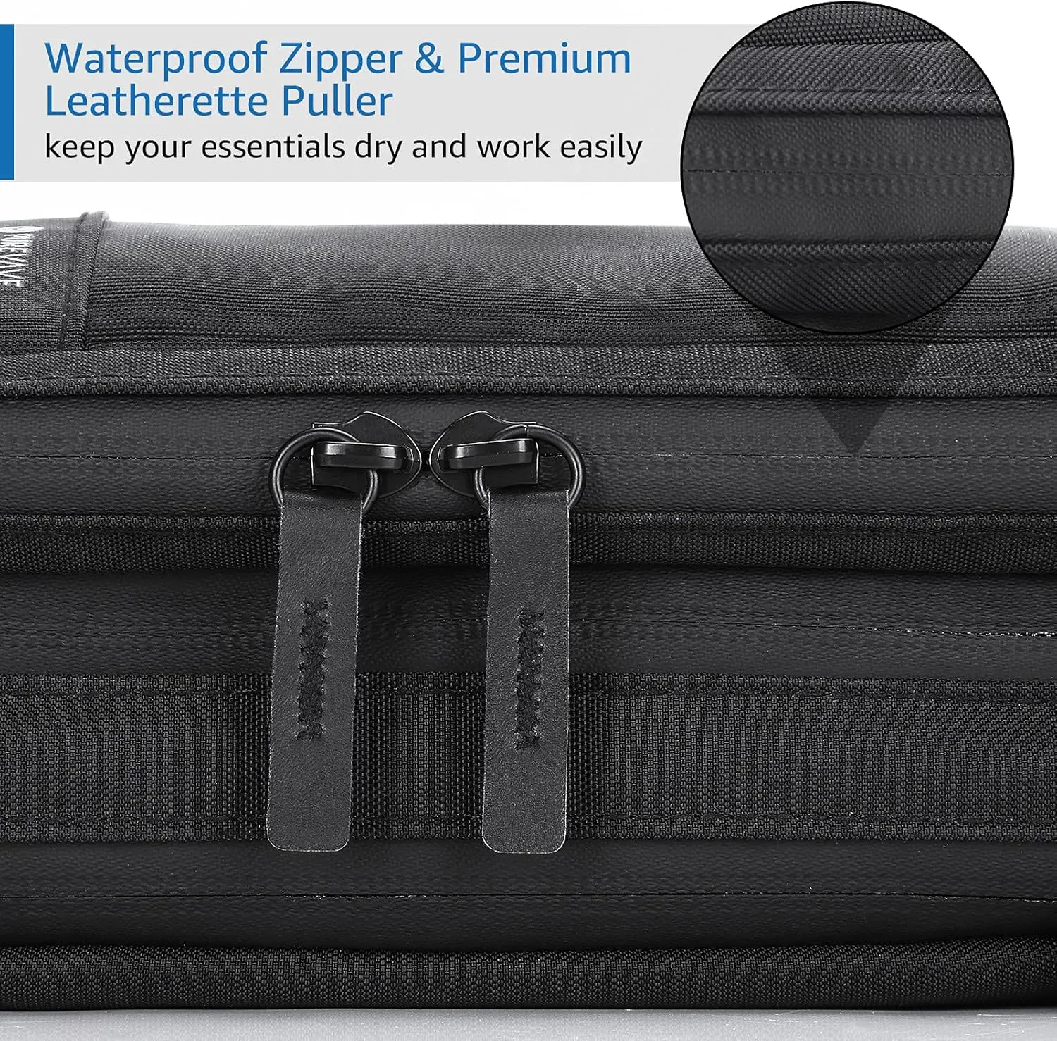 Purevave Compact Mens Toiletry Travel Bag Hanging, Mens Dopp Kit for Travel Waterproof, Wash Pouch Black