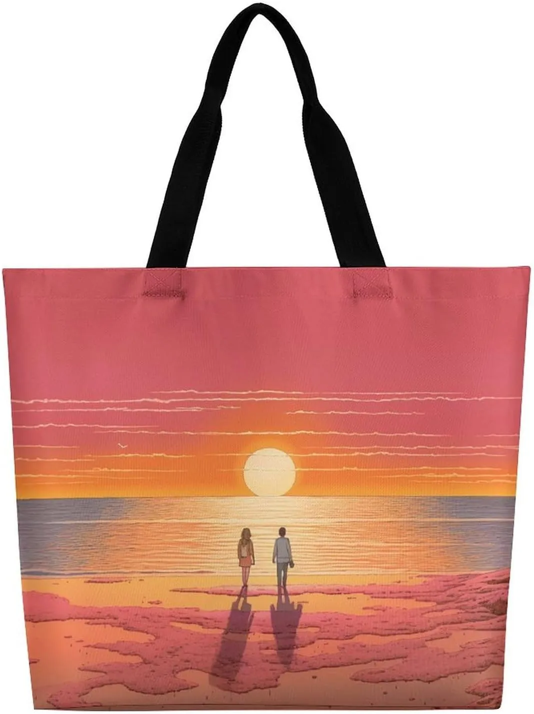 Purple And Pink Woman Tote Bags, Reusable Grocery Bags, Large Shopping Bags, Beach Bag, Shoulder Bag for Women
