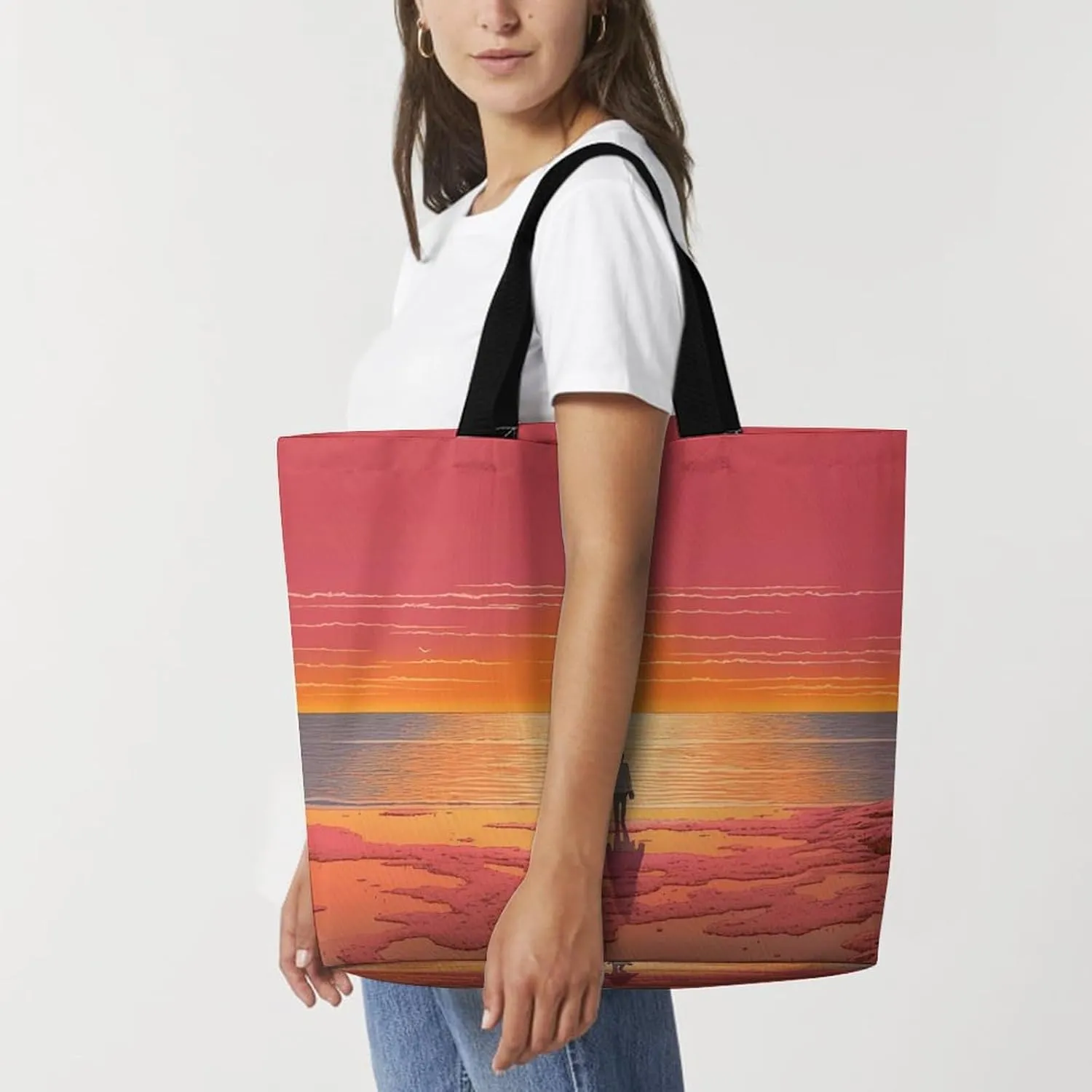Purple And Pink Woman Tote Bags, Reusable Grocery Bags, Large Shopping Bags, Beach Bag, Shoulder Bag for Women